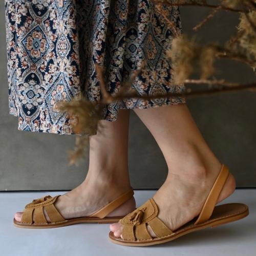 皮底流蘇絨布駝